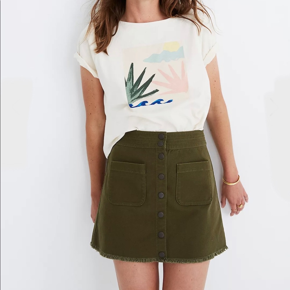 Madewell Raw-Hem A-Line Mini Skirt in Kale